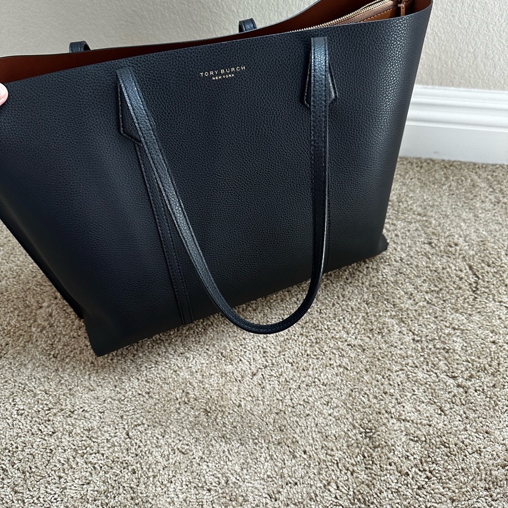 Tory Burch Black Leather Tote Bag